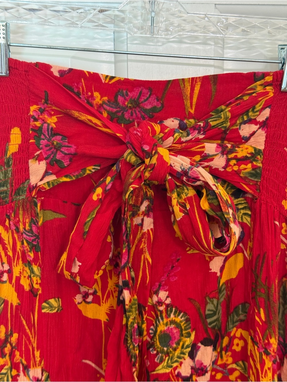 New! Free People FP One Aloha Printed Wide-Leg Pants Red Size S 25799 - Picture 7 of 16